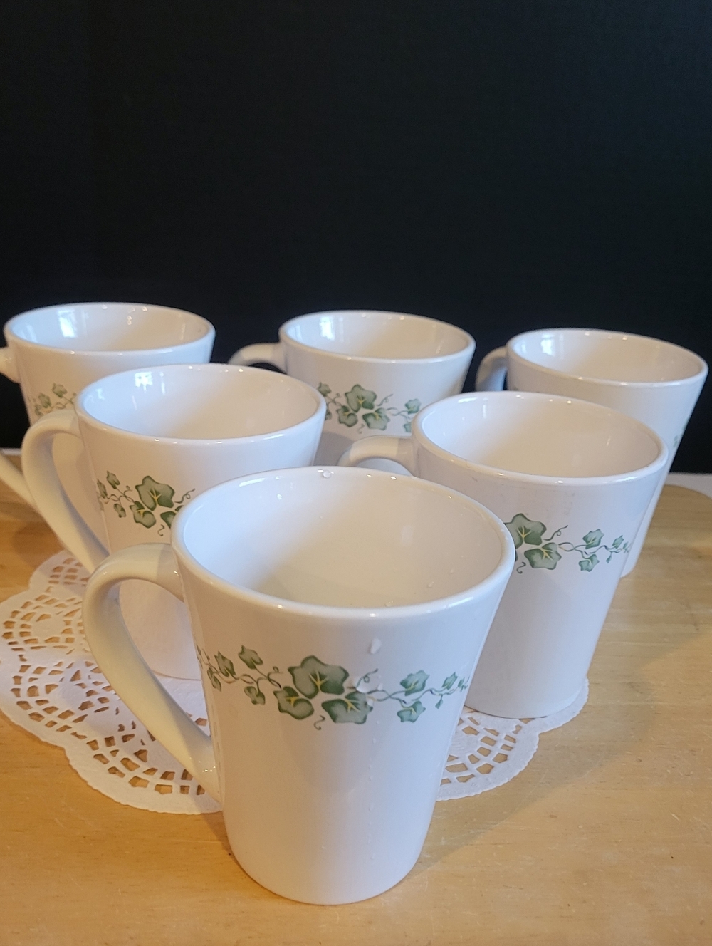 Set Of 6 Corelle Cordinates CALLAWAY IVY Swirl Coffee Tea Cups Mugs Rare Find